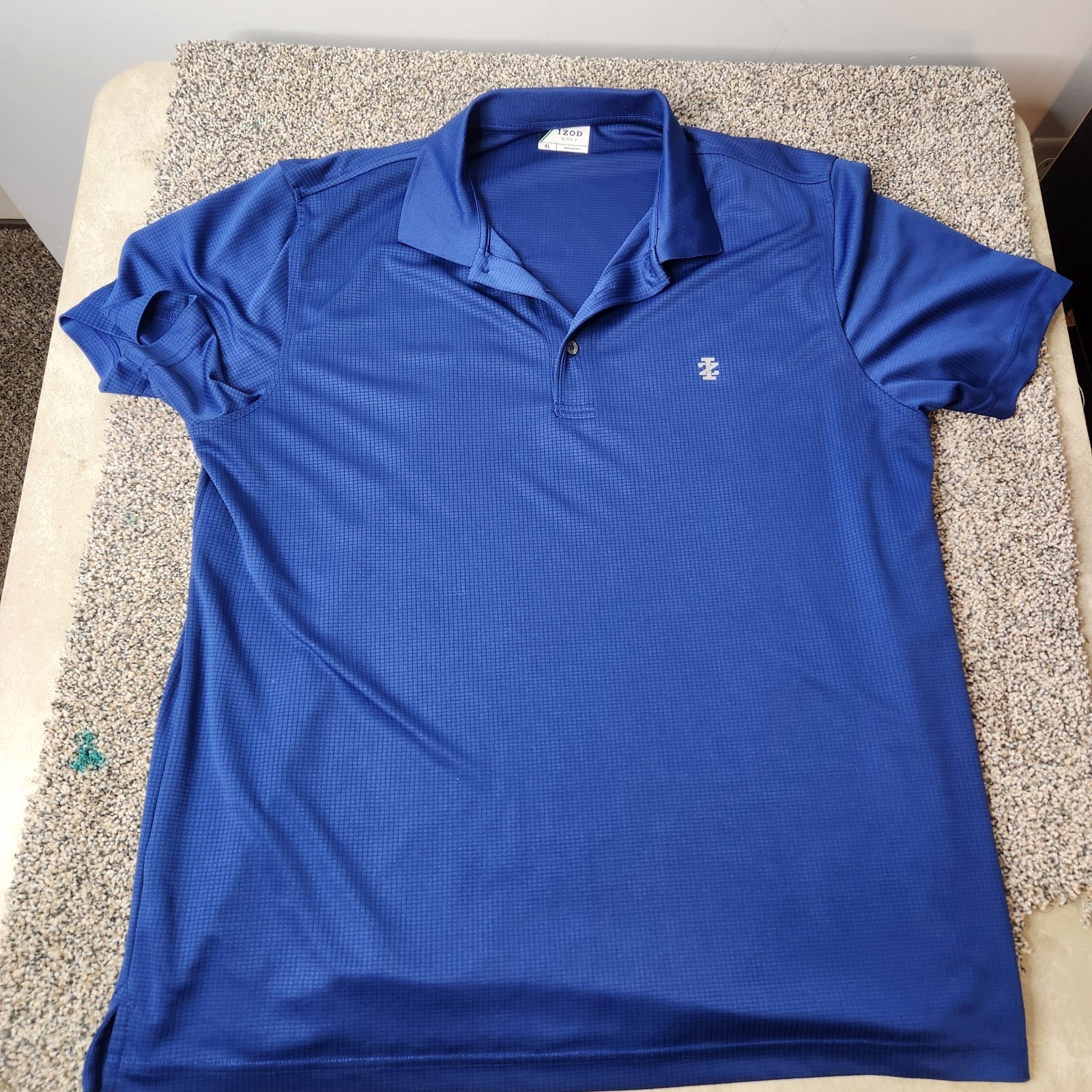 Izod Golf Mens Blue Striped Short Sleeve Polo Shirt Size Xl Preppy Casual